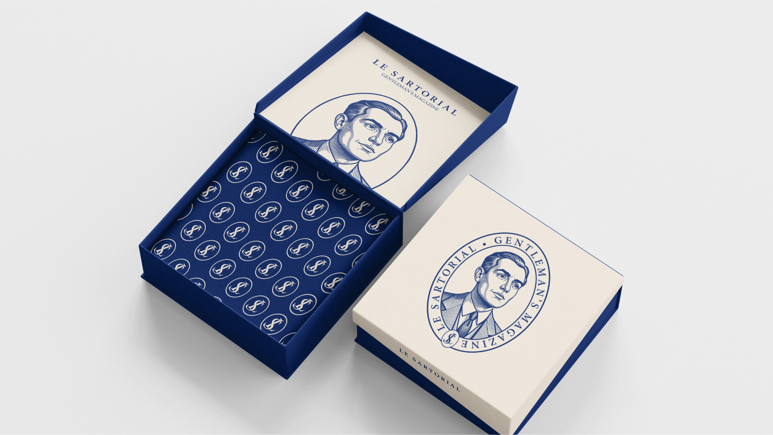 Mockup du logo Sartorial sur une boite